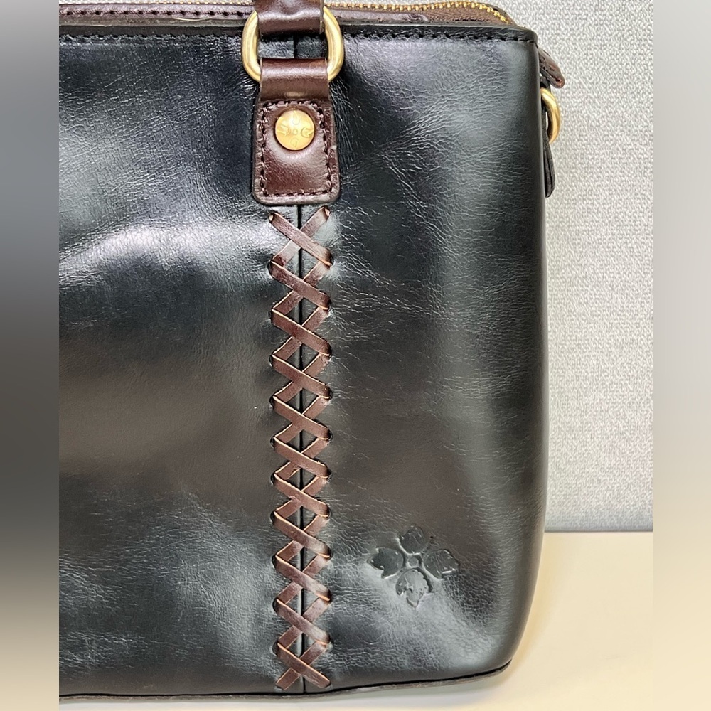 New Patricia Nash Dorothy Leather Satchel Braided Trim and Crossbody Strap - Picture 2 of 8